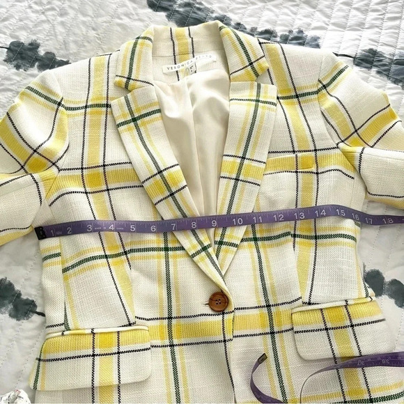 Veronica Beard schoolboy white yellow plaid jacket blazer size 2 - Picture 14 of 14